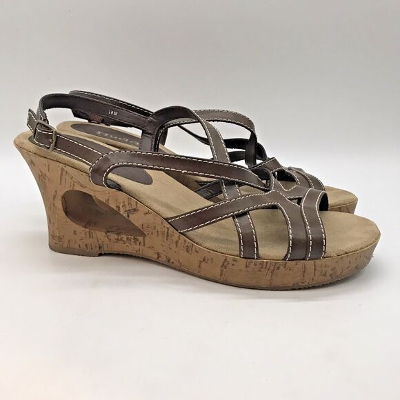 Mudd Kerwin Vtg. Y2K 90s Strappy Platform Wedge Sandal Women's 10M Brown Boho - Picture 1 of 11